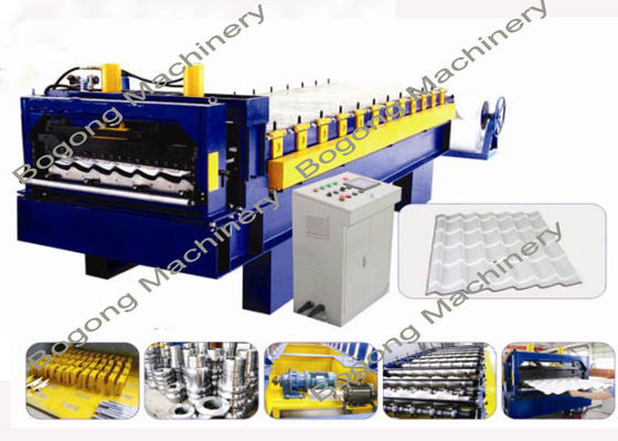 Galvanized Sheet Roof Tile Roll Forming Machine 7.5KW Frequency Speed Control